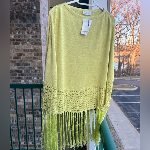 🆕 🇮🇹 Silk Cashmere Cotton 🍋‍🟩 Portolano Luxury Knitted with Tassels Poncho - Picture 4 of 10